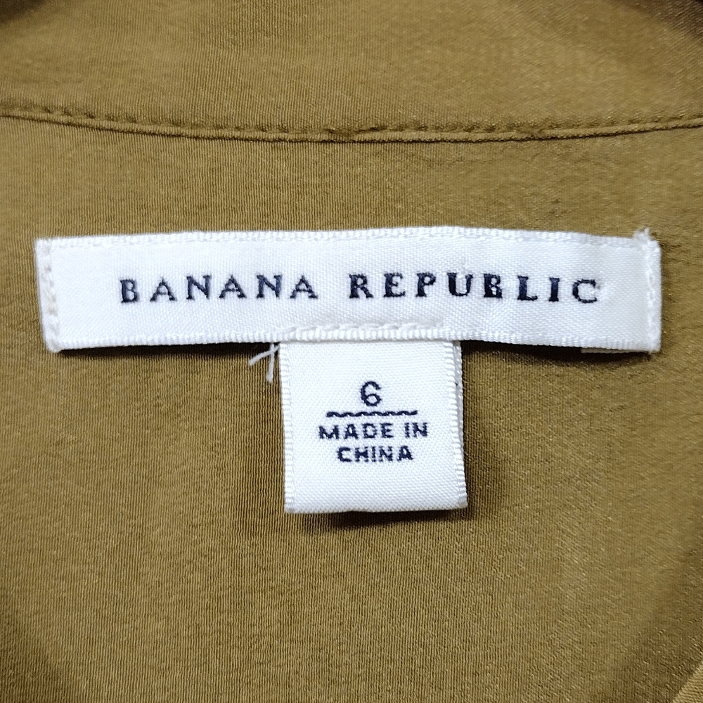 Banana Republic 100% Silk Button Down Blouse Top Tank Women's 6 Mustard Yellow - Picture 7 of 8